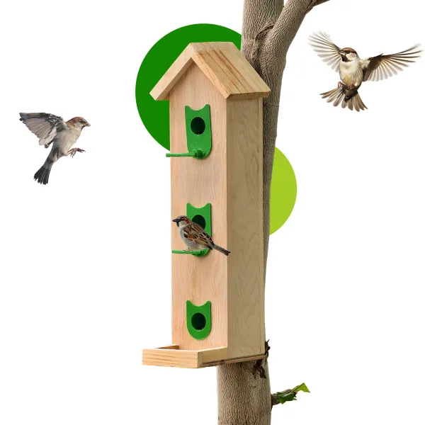 Large Wooden Wall Mounting Bird Feeder1