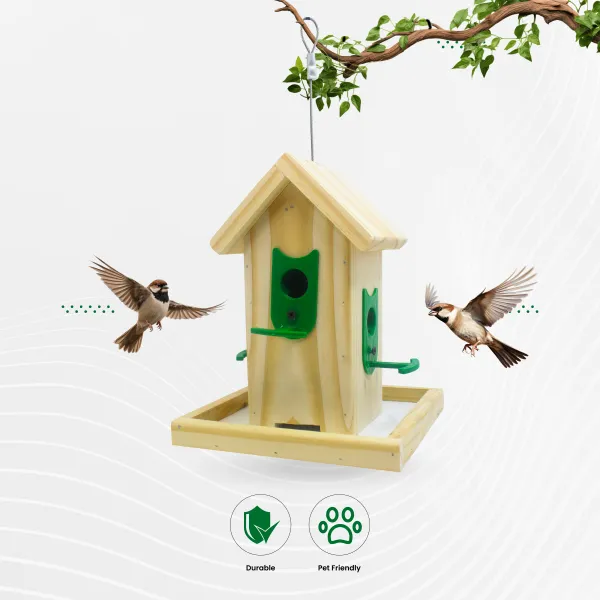 Small Wooden Hanging Bird Feeder