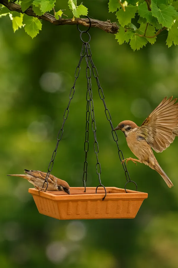 Terracotta Bird Bath In Plastic.Pack of 2